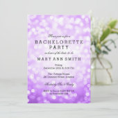 Bachelorette Paarse glitterlichten Kaart (Staand voorkant)