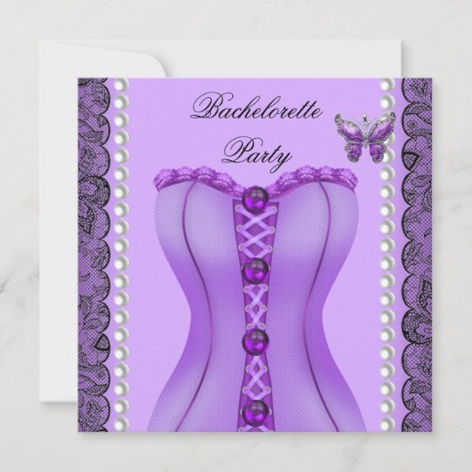 Bachelorette Paarse Lila Corset Butterfly Kaart (Voorkant)