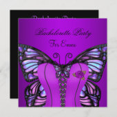 Bachelorette Paarse Lila Corset Butterfly Kaart (Voorkant / Achterkant)