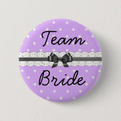 Bachelorette: Paarse Polka Dot Team Bride Ronde Button 5,7 Cm (Voorkant)
