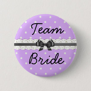Bachelorette: Paarse Polka Dot Team Bride Ronde Button 5,7 Cm
