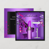Bachelorette Paarse roze Zebra Kaart (Voorkant / Achterkant)