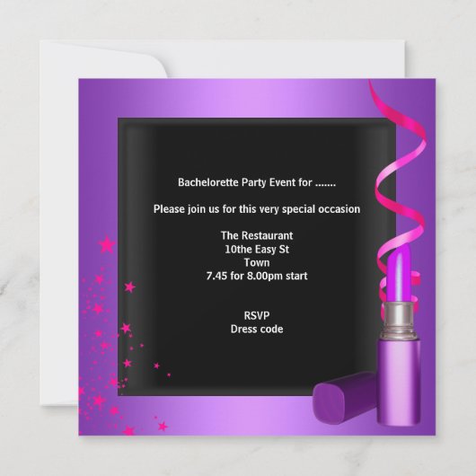 Bachelorette Paarse roze Zebra Kaart (Achterkant)