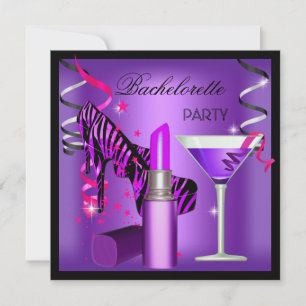 Bachelorette Paarse roze Zebra Kaart