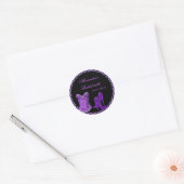 Bachelorette Paarse zwarte kant korset schoenen Ronde Sticker (Envelop)