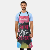 Bachelorette Paint en Sip Monogram Chalkboard Schort (Gedragen)