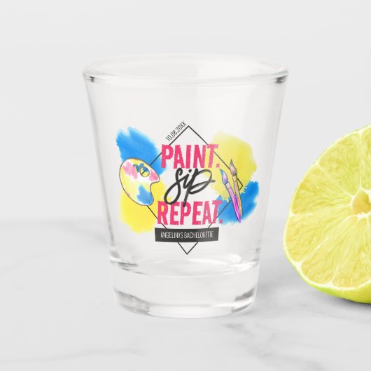 Bachelorette Paint en Sip Party Favor Shot Glass Shot Glas (Voorkant)