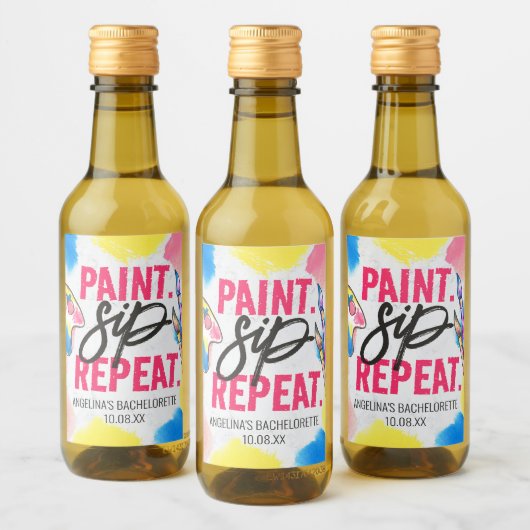 Bachelorette Paint en Sip Wine Party Favor Wijn Etiket (Flessen)