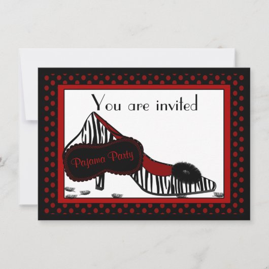 Bachelorette Pajama Party in Reds Invitation Kaart (Voorkant)