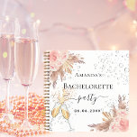 Bachelorette pampas roos goudbuik notitieboek<br><div class="desc">Voor een elegant en leuk bacheloretfeest. Een witte achtergrond. Gedecormeerd met roos goud,  roze floralen,  pamapgras. Pas een naam en een datum aan en voeg deze toe. Kan als gastenboek of voor de planning van de partij worden gebruikt.</div>
