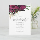  Bachelorette-partij Burgundy & Gold Floral Kaart (Staand voorkant)