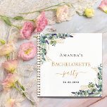 Bachelorette-partij eucalyptus greenery uit het Gu Notitieboek<br><div class="desc">Een witte achtergrondkleur. Gedecorbeerd met eucalyptusgroen en gouden bladeren. Voeg een naam en een datum toe.</div>