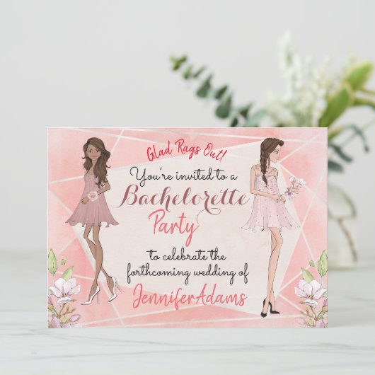 Bachelorette Partij Glamoureuze Meisjes Perzentone Kaart (Staand voorkant)