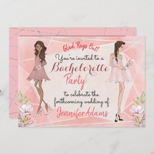 Bachelorette Partij Glamoureuze Meisjes Perzentone Kaart (Voorkant / Achterkant)
