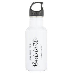 Bachelorette partij minimalistisch script bruidsme waterfles