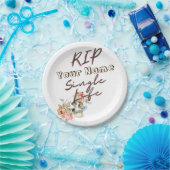 Bachelorette-partij RIP Single Life Skull Flower Papieren Bordje (Feest)