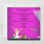 Bachelorette Partij roze vun limo auto Cocktails 1 Kaart (Achterkant)