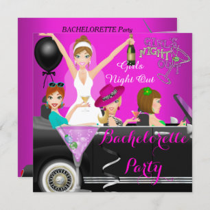 Bachelorette Partij roze vun limo auto Cocktails 1 Kaart