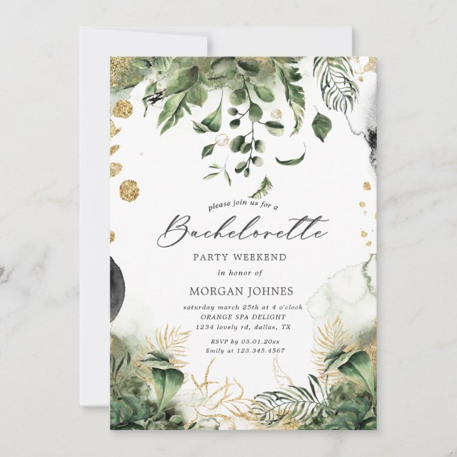 bachelorette partij tropische bestemming Uitnodigi (Voorkant)