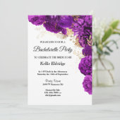 Bachelorette-partij voor Paars en goudbloemen Kaart (Staand voorkant)