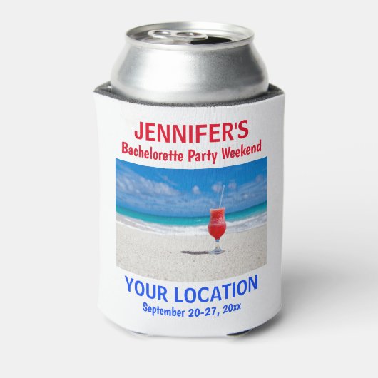 Bachelorette partij voor tropische vlek blikjeskoeler (Blikje Achterkant)
