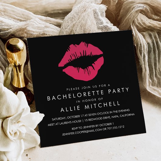 Bachelorette Partij voor zwart & roze Lips Kaart