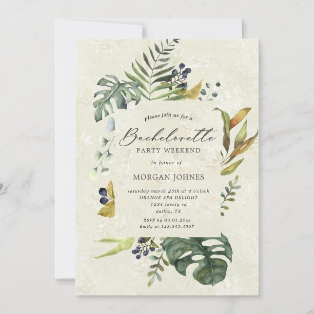 bachelorette partij zephyr floral Invitation (Voorkant)