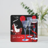 Bachelorette partijen Red Shoe Hi Heels Wijnglas Kaart (Staand voorkant)