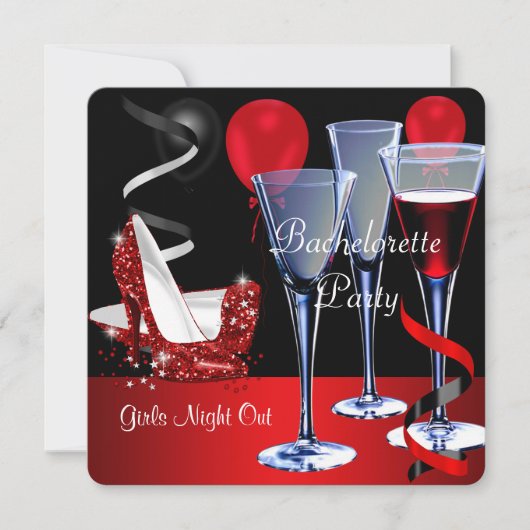 Bachelorette partijen Red Shoe Hi Heels Wijnglas Kaart (Voorkant)