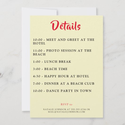 Bachelorette partijgepersonaliseerd kaart (Achterkant)