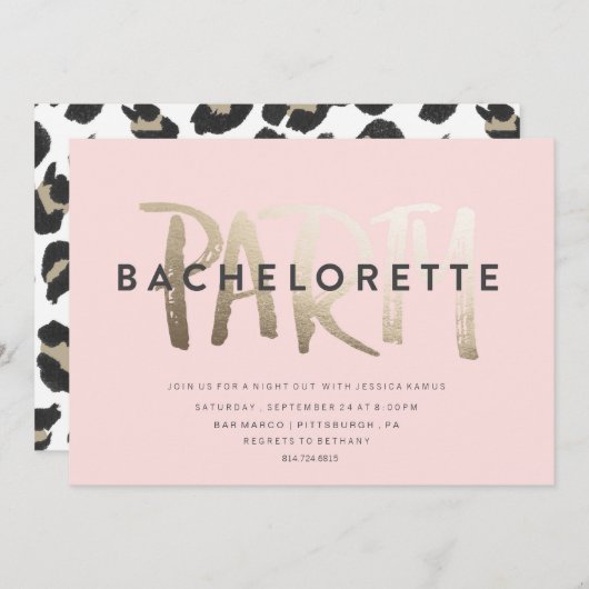 BACHELORETTE PARTIJINVITATIE // GOLD FOIL KAART (Voorkant / Achterkant)