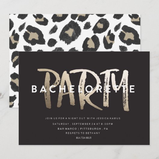 BACHELORETTE PARTIJINVITATIE // GOLD FOIL KAART (Voorkant / Achterkant)
