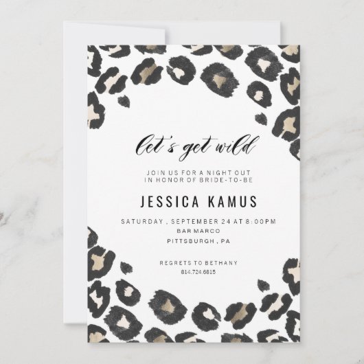 BACHELORETTE PARTIJINVITATIE // LEOPARD AFDRUKKEN KAART (Voorkant)