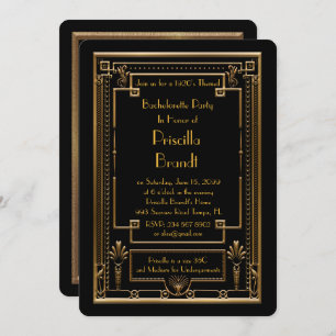 Bachelorette partijuitnodiging, geweldige Gatsby,  Kaart