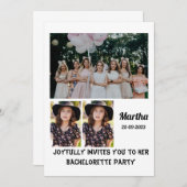 Bachelorette Party, aangepast 3 Foto collage Kaart (Voorkant / Achterkant)