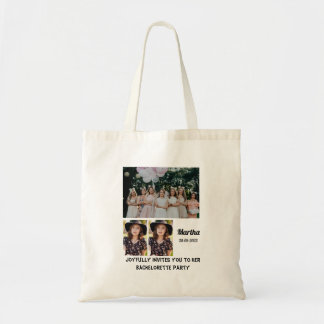 Bachelorette Party, aangepast 3 Foto collage Tote Bag