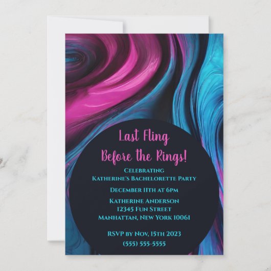 Bachelorette Party-Abstract Art-Blue en Pink- Kaart (Voorkant)