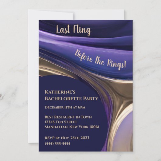 Bachelorette Party-Abstract Blauw, Paarse en Gold- Kaart (Voorkant)