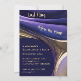 Bachelorette Party-Abstract Blauw, Paarse en Gold- Kaart