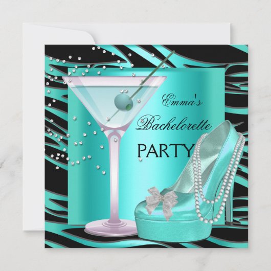 Bachelorette Party Aqua Blauwgroen Blue Turquoise  Kaart (Voorkant)