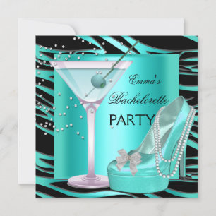 Bachelorette Party Aqua Blauwgroen Blue Turquoise Kaart