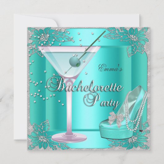 Bachelorette Party Aqua Blauwgroen Blue Turquoise  Kaart (Voorkant)