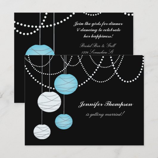Bachelorette Party Aqua Blue Lantaarns Nodig Kaart (Voorkant / Achterkant)