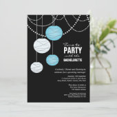 Bachelorette Party Aqua Blue Paper Lantern nodigt  Kaart (Staand voorkant)