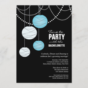 Bachelorette Party Aqua Blue Paper Lantern nodigt Kaart