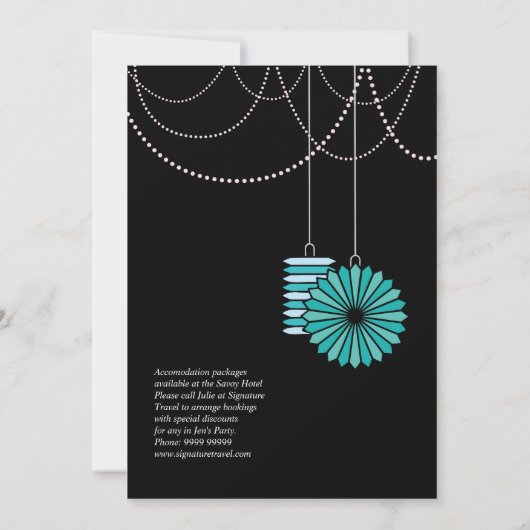 Bachelorette Party Aqua Blue Papier Lantaarns Wiel Kaart (Achterkant)