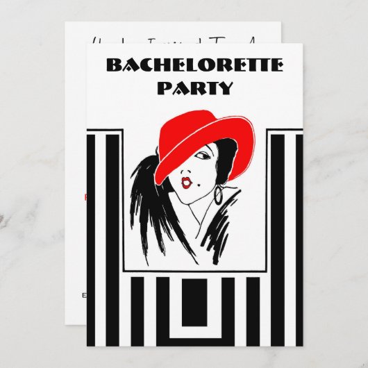 Bachelorette Party Art Deco Style Uitnodigingen (Voorkant / Achterkant)