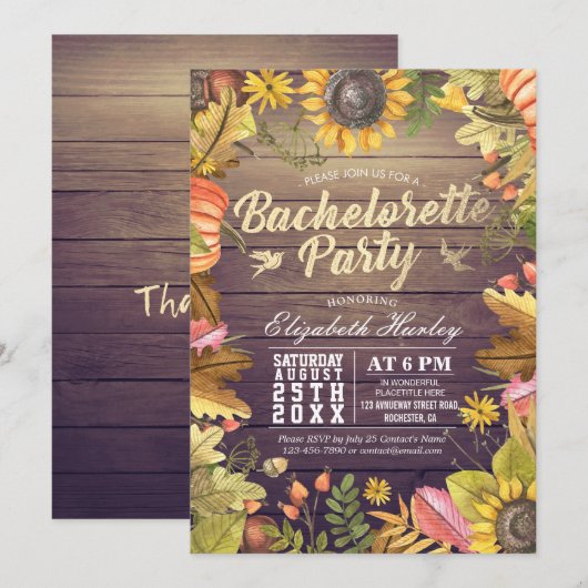 Bachelorette Party Autumn Maple Herfst Leaf Pumpki Kaart (Voorkant / Achterkant)