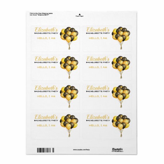 Bachelorette Party ballonnen Papierlabel label lab (Full Sheet)