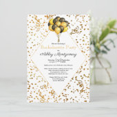 Bachelorette Party Balloon Gold Confetti Streamers Kaart (Staand voorkant)